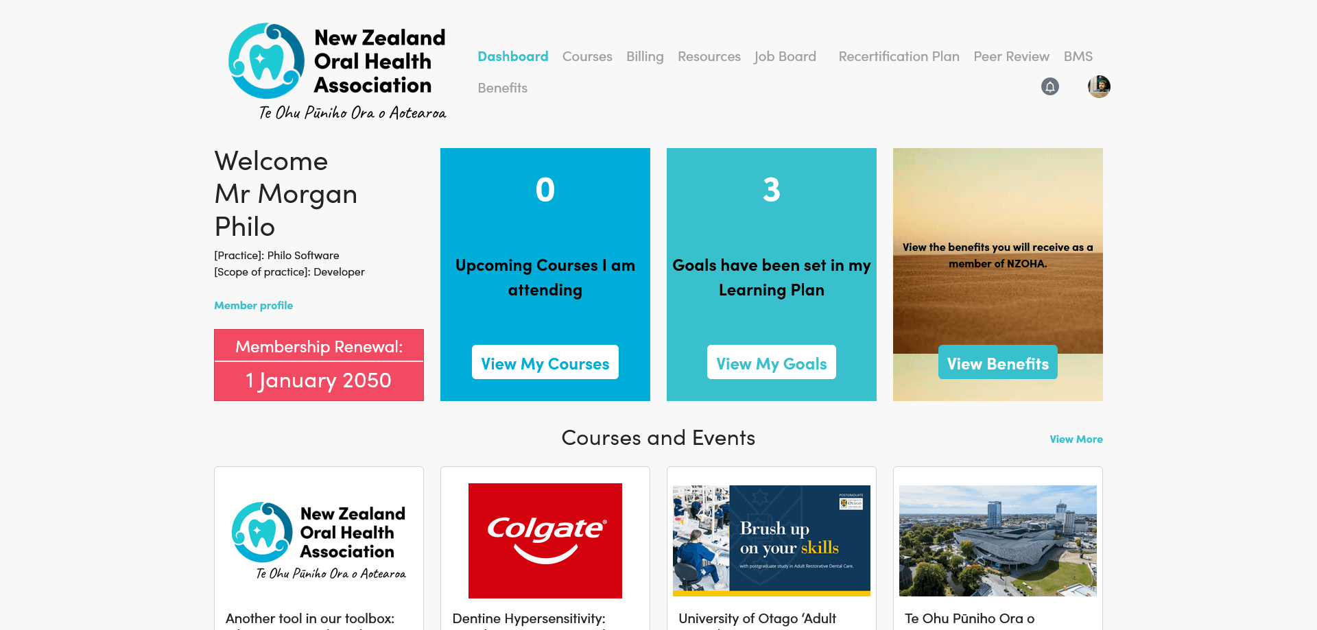 New Zealand Oral Health Association - Member Portal Preview Image