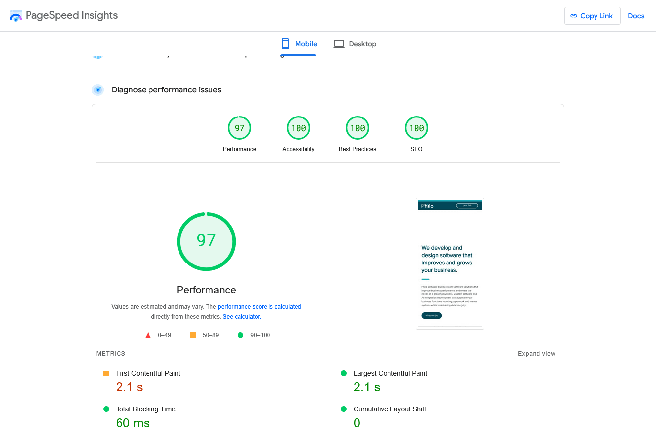 Chasing the last few points of pagespeed Image
